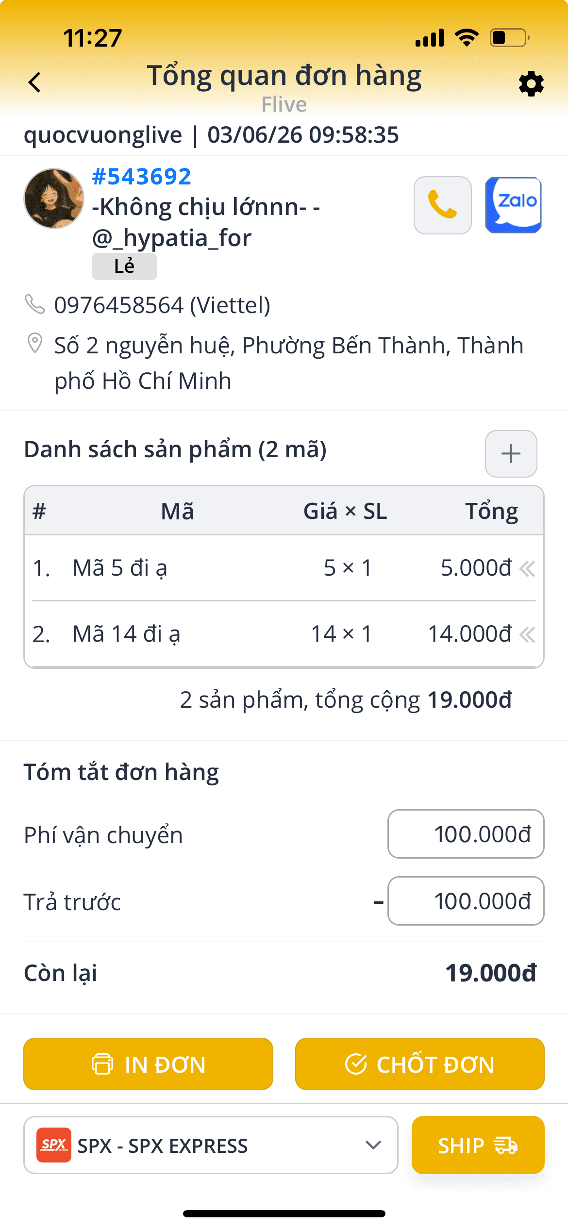 Chi tiết Đơn hàng