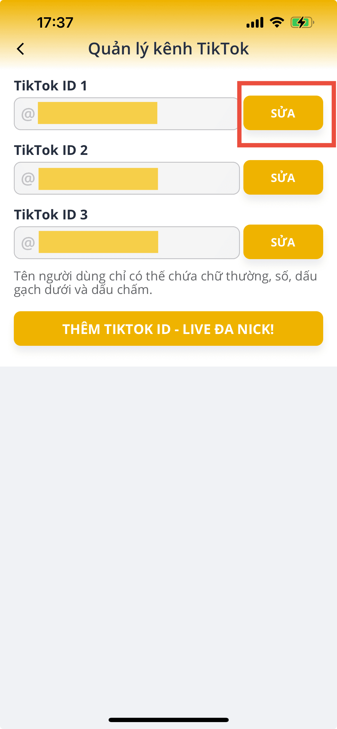 Hoán đổi TikTok ID