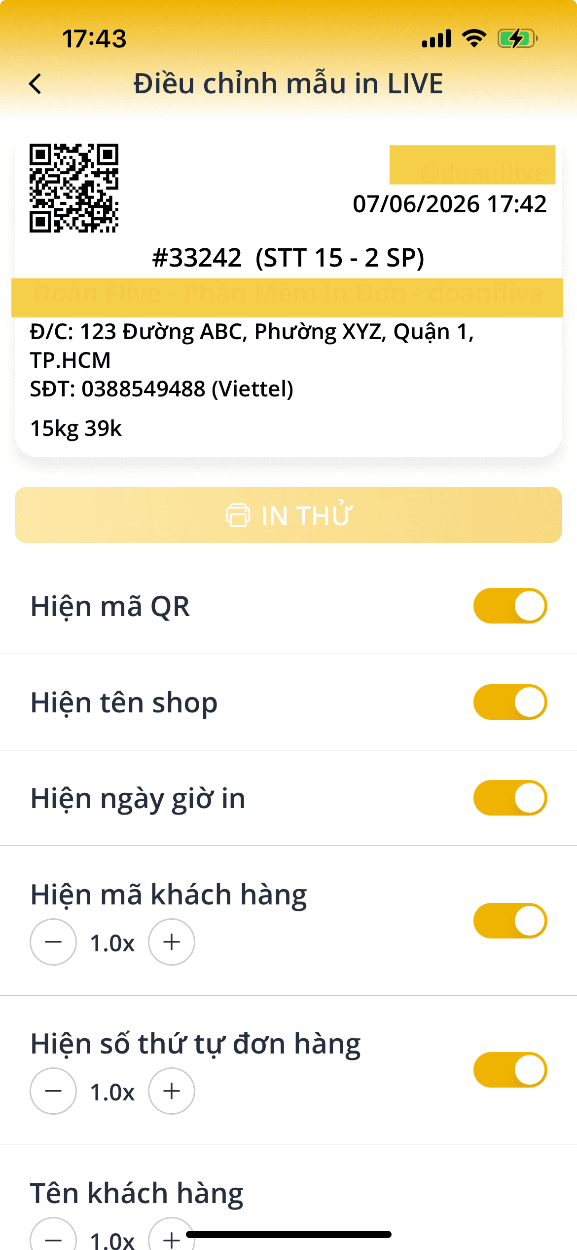 Mẫu In LIVE